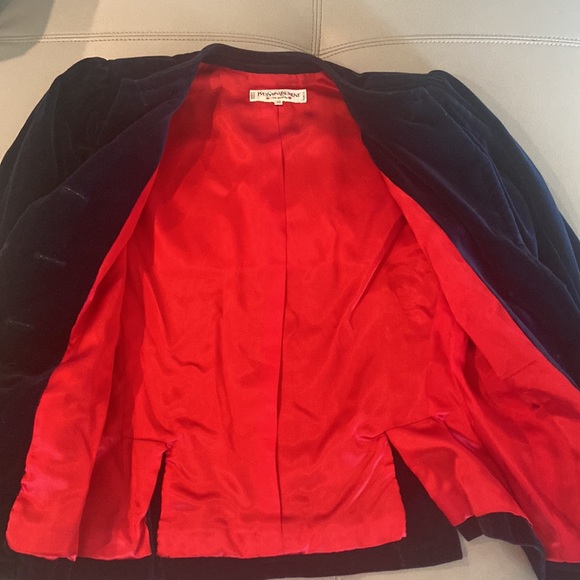 🇫🇷YSL BLUE VELVET VINTAGE COAT - Picture 4 of 12